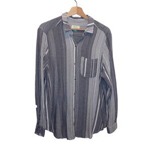 Anthropologie Maeve  Striped Viscose Blend Button Down Shirt Women's Size 1X